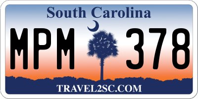 SC license plate MPM378