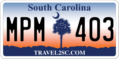 SC license plate MPM403