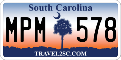 SC license plate MPM578