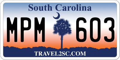 SC license plate MPM603