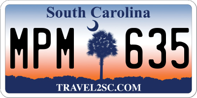 SC license plate MPM635