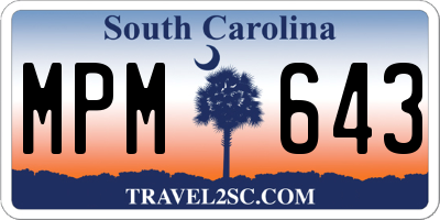 SC license plate MPM643