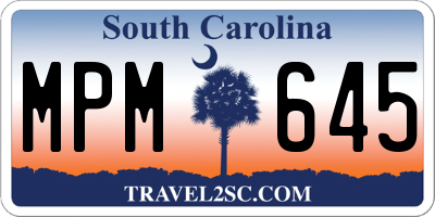 SC license plate MPM645