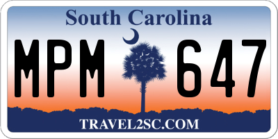 SC license plate MPM647