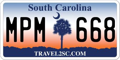SC license plate MPM668