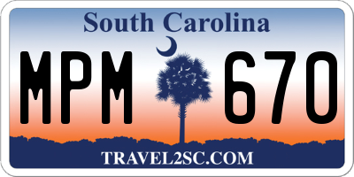 SC license plate MPM670