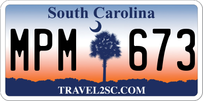 SC license plate MPM673