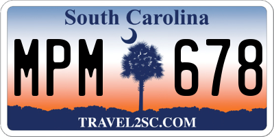 SC license plate MPM678