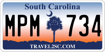 SC license plate MPM734