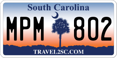 SC license plate MPM802