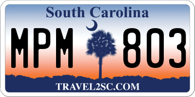 SC license plate MPM803
