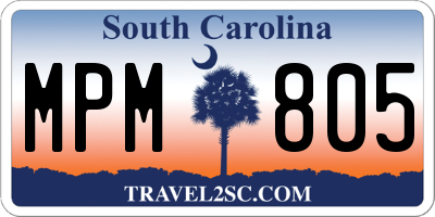 SC license plate MPM805
