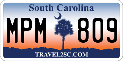 SC license plate MPM809
