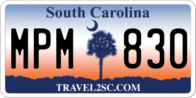 SC license plate MPM830