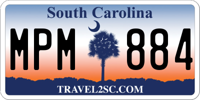 SC license plate MPM884