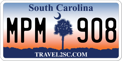 SC license plate MPM908
