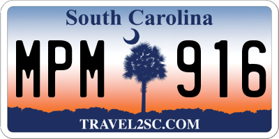 SC license plate MPM916