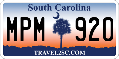 SC license plate MPM920