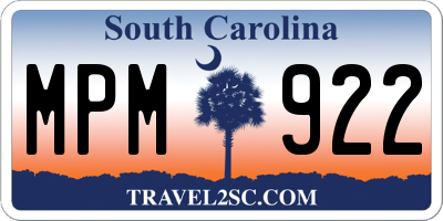 SC license plate MPM922