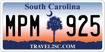SC license plate MPM925