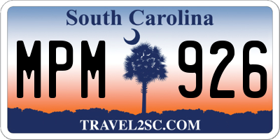 SC license plate MPM926