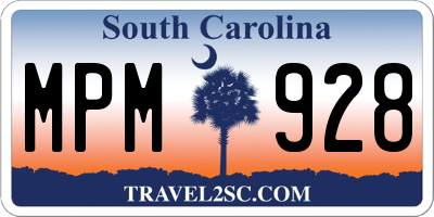 SC license plate MPM928