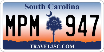 SC license plate MPM947