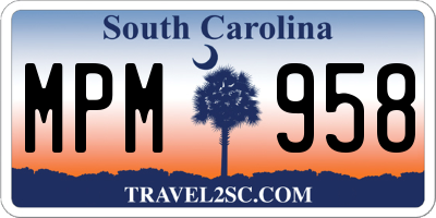 SC license plate MPM958