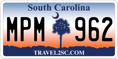 SC license plate MPM962