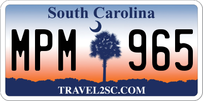 SC license plate MPM965