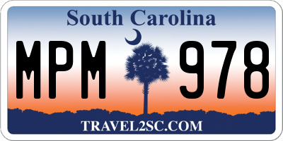 SC license plate MPM978