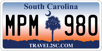 SC license plate MPM980
