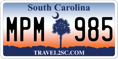 SC license plate MPM985