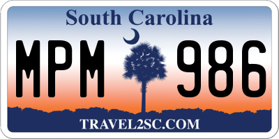 SC license plate MPM986