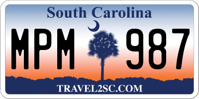 SC license plate MPM987