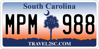 SC license plate MPM988