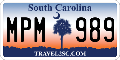 SC license plate MPM989