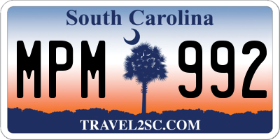 SC license plate MPM992