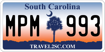 SC license plate MPM993