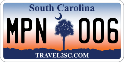SC license plate MPN006