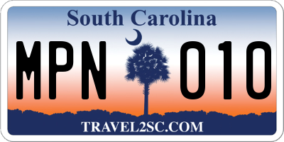 SC license plate MPN010