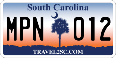 SC license plate MPN012