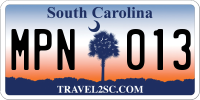 SC license plate MPN013