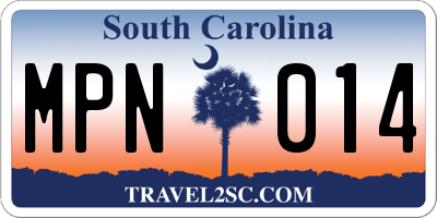 SC license plate MPN014