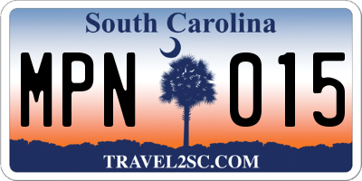 SC license plate MPN015