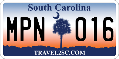 SC license plate MPN016