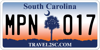 SC license plate MPN017