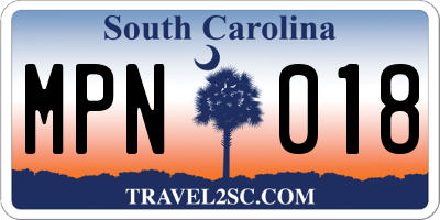 SC license plate MPN018