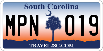 SC license plate MPN019