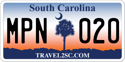 SC license plate MPN020